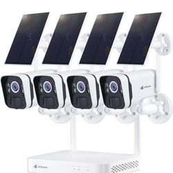 Kittyhok Solar Home Security Camera System, 4pcs 2k Ultra Solar Security Cameras Wireless Outdoor, Smart Human Detection, Spotlight, Forever Power, 10