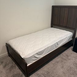 Twin Wood Bed Frame With mattress And Boxspring