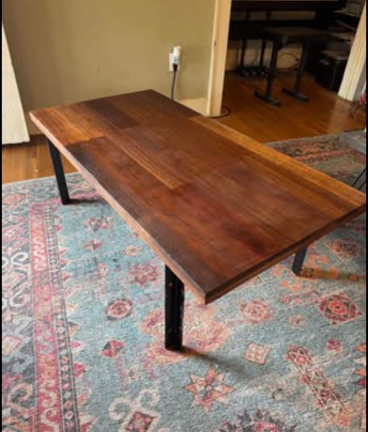 West Elm Industrial Wood & Metal Coffee Table Width: 48 inches, Height: 16.25 inches, Depth: 24 inch