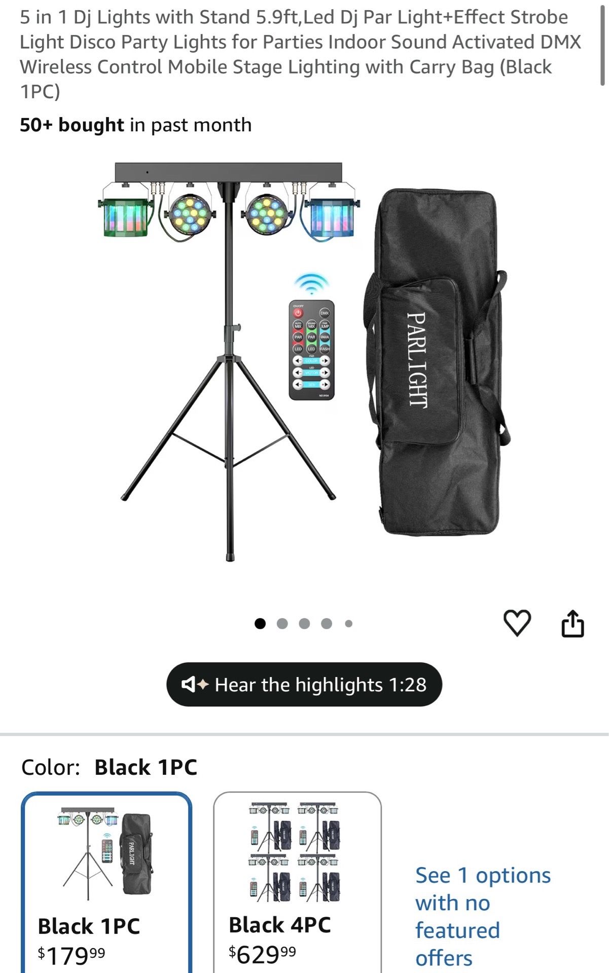 5 in 1 Dj Lights ,Led Dj Par Light+Effect Strobe Light Disco Party Lights for Parties Indoor Sound Activated DMX Wireless Control