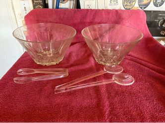 2 Princess House Heritage Regency Etched Salad Bowls With Uteno