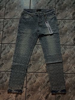 Purple Brand Jeans with white geometric pattern