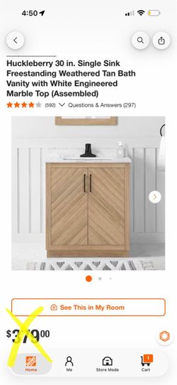 Huckleberry 30 in. Single Sink Freestanding Weathered Tan Bath Vanity with White Engineered Marble Top