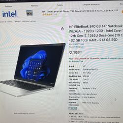 NEW HP Elitebook 840 G9 Windows Pro 11 Never Opened 