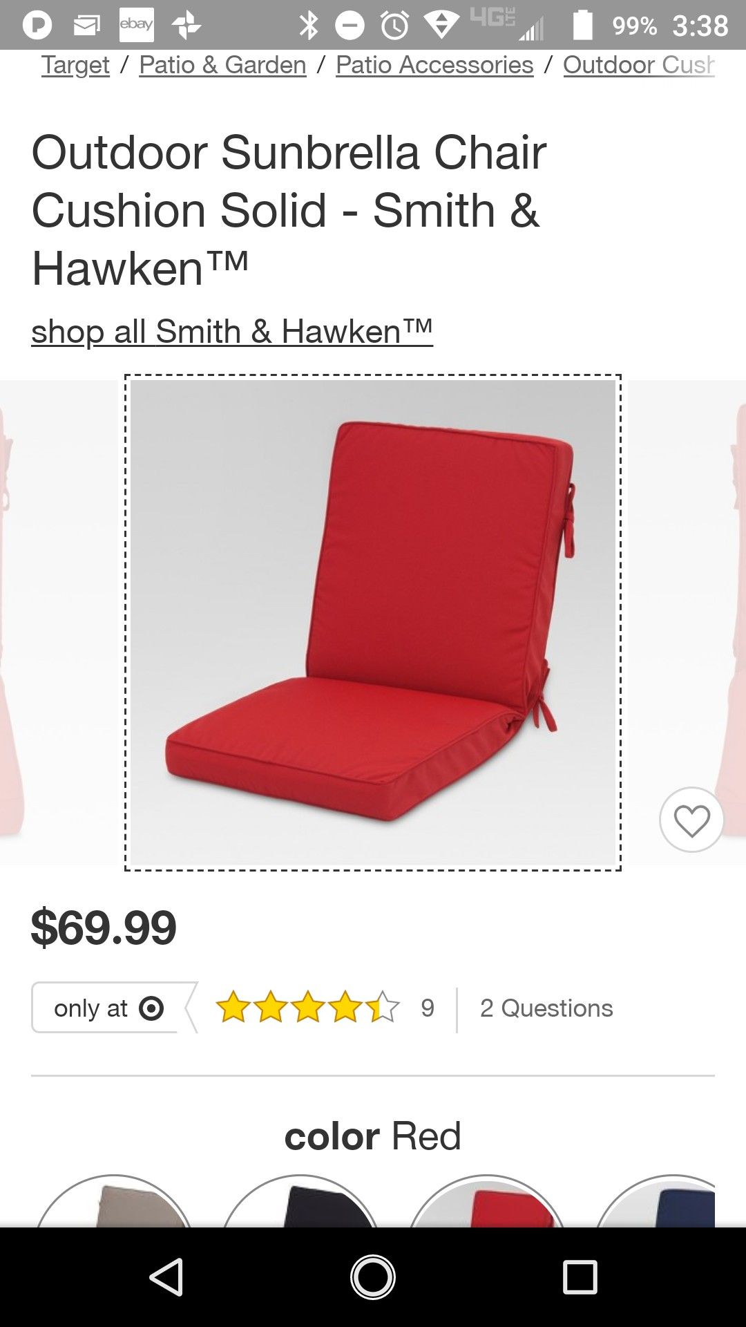 New red chair cushions Sunbrella Smith & Hawken