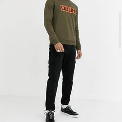 HUGO Dicago Logo Sweatshirt Size S Khaki