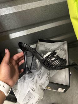 Black Strappy Mule Heel