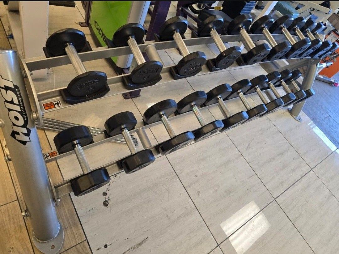 Umax Dumbbells 5-50lbs With Hoist Tier 2 Commercial Grade Dumbbell Storage Rack