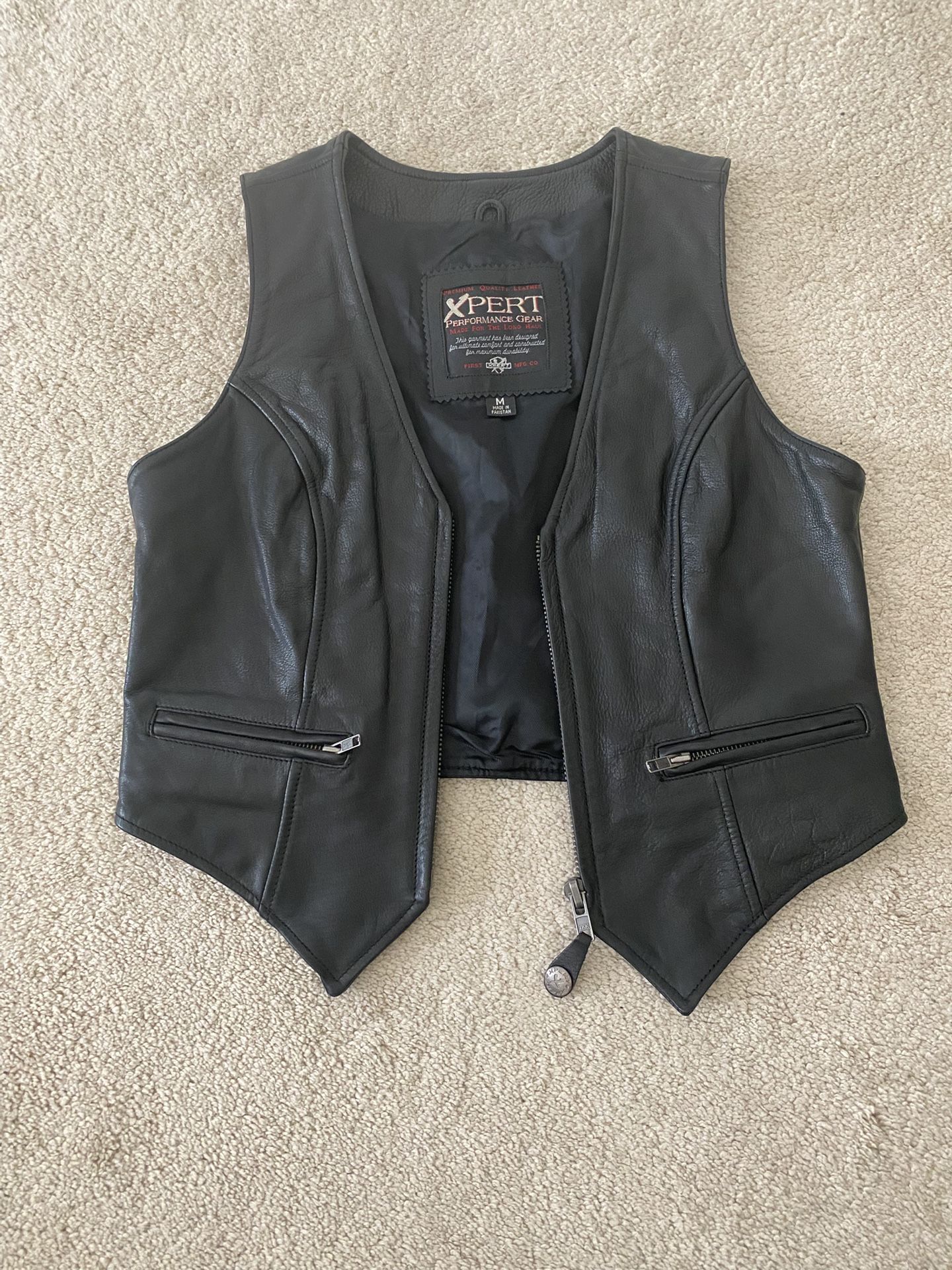 Motorcycle Leather Vest Size M