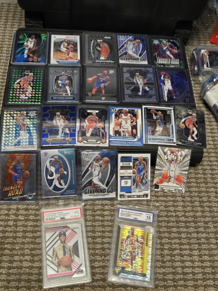 Shai gilgeous-alexander card lot, with 2 graded cards