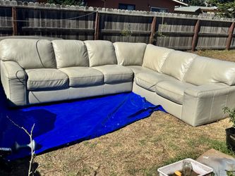 Top Grain Leather Buckley Leather Sectional Color Beige