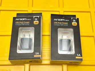Lot of 2 - ArgomTech 1-Port 1A USB Wall Chargers (ARG-AC-0104) - Brand New