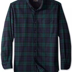 Pendleton Pine & Blue 100 Virgin Wool Button Shirt Vintage Fireside Black Tartan