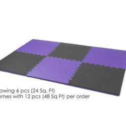 Xspec 1" Extra Thick Interlocking Home Gym Foam Floor Mat Reversible Tiles (24" × 24") | 12 Pieces, 48 Square feet | Protective Flooring for Work Out