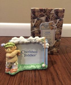 Brand New Cherished Teddies boy playing golf photo frame