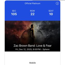 ZAC BROWN SPHERE $100