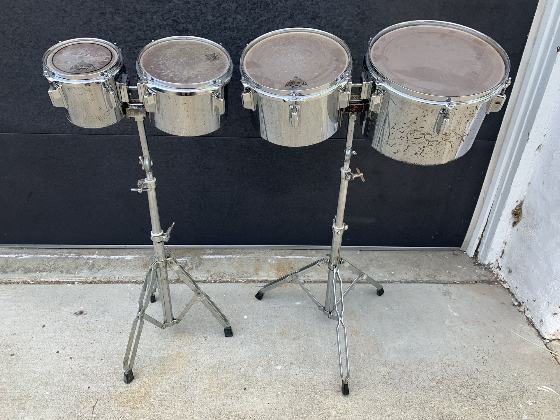 Vintage 70s Pearl Fiberglass Concert Toms 6-8-10-12” with Stands