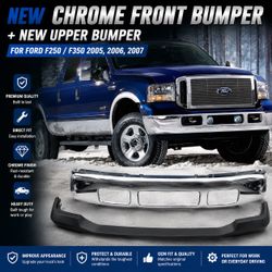 NEW Ford F250 F350 Chrome Front Bumper + Upper Bumper fits 2005 through 2007