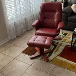 Leather Recliner Chair Red Color