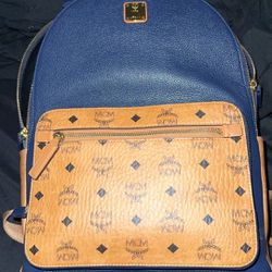 MCM  LIMITED COGNAC AND NAVY BACKPACK 