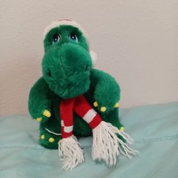 Vtg Christmas Dinosaur Plush