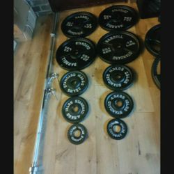300lb olympic weight set with the bar