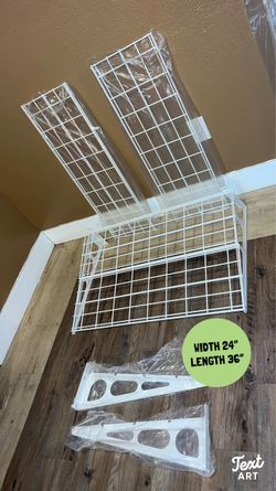 White Wire Shelf with Brackets 24x36
