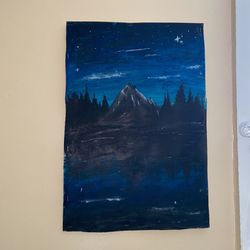 20 X 14 Dark Mountain Handmade Painting