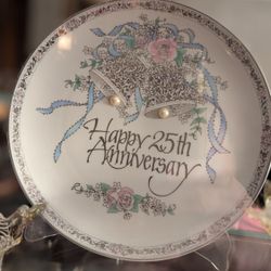 25th Anniversary Porcelain Plate And Bell