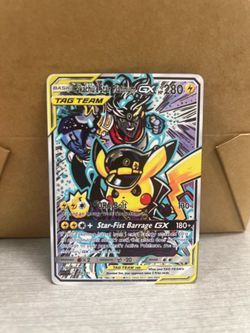 Non TCG Pokemon Pikachu & Star Platinum Gx Tag Team Fan Art Card
