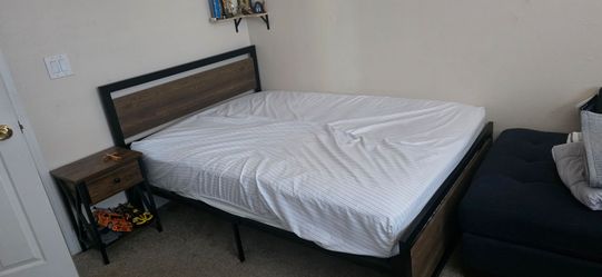 Queen/Full size bed frame and nightstand