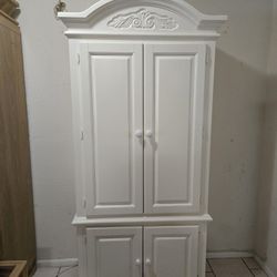 All Wooden White Armoire 
