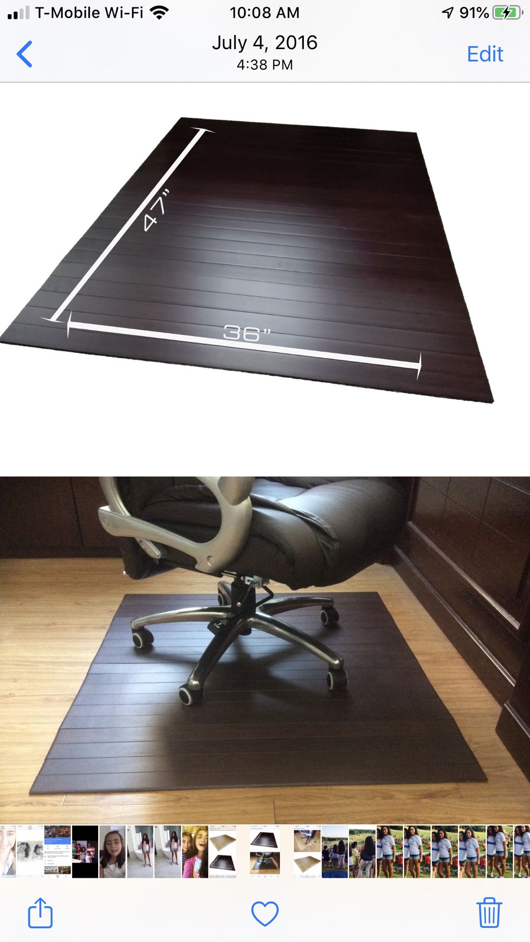 Bamboo office chair mat