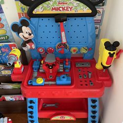 Disney Junior Mickey Mouse Funhouse Workbench, Kids Construction Tool Set, Kids Toys for Age 3 plus