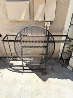 Metal Patio Table & Metal Planter Stand Set