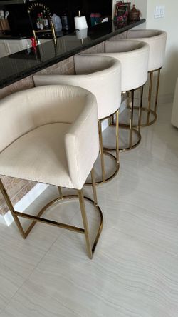 Beige Gold Leg Bar Stools
