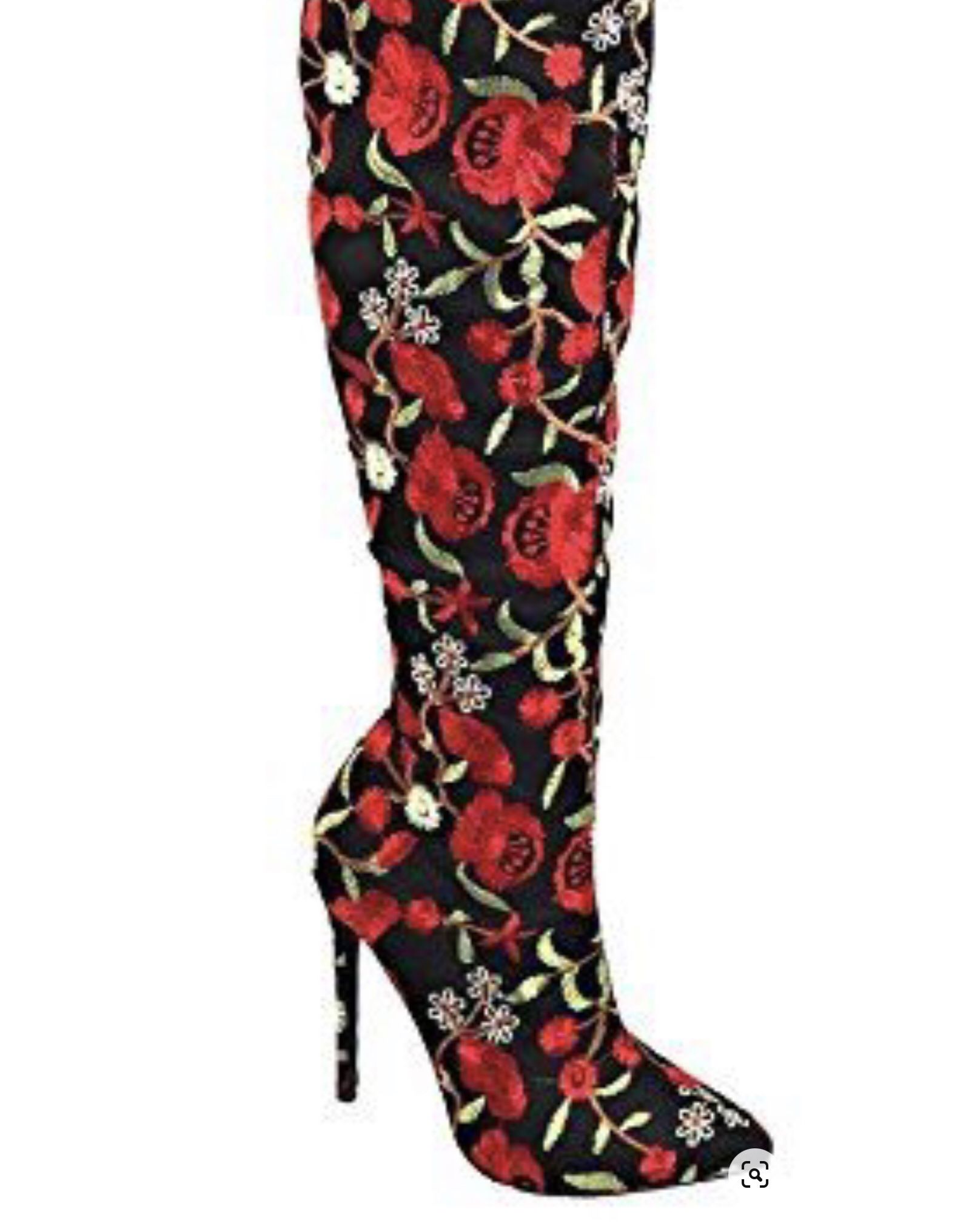 Weeboo Beverly-08 Over Knee Thigh High Heel Stitched Embroidered Pointy Toe Boot