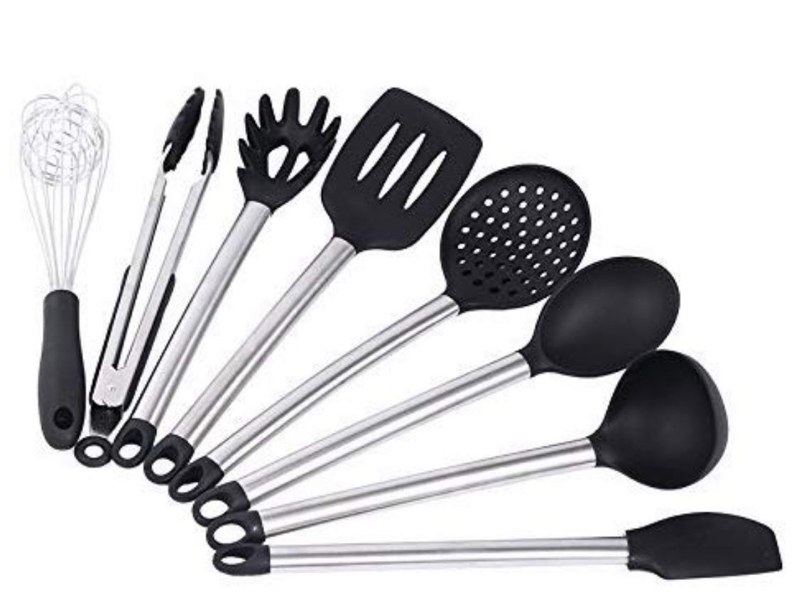 Kitchen Utensil Set - Best Cooking Utensils - Nonstick Cooking Spatulas - Best Kitchen Tools - For Non-Stick Pots and Pans - Serving Tongs, Spoon, Sp