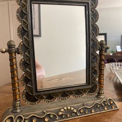 Cast Iron Picture Frame Mirror / Frame with colorful stones inlaid around the frame