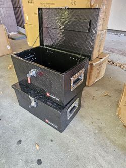 20 Inch Heavy Duty Black Aluminum Plate Tool Box Truck Bed RV Trailer Toolbox Storage W/Side Handle and Lock Keys 20 x 12 x9.5 INCLUDING KEY FOR ANY Q