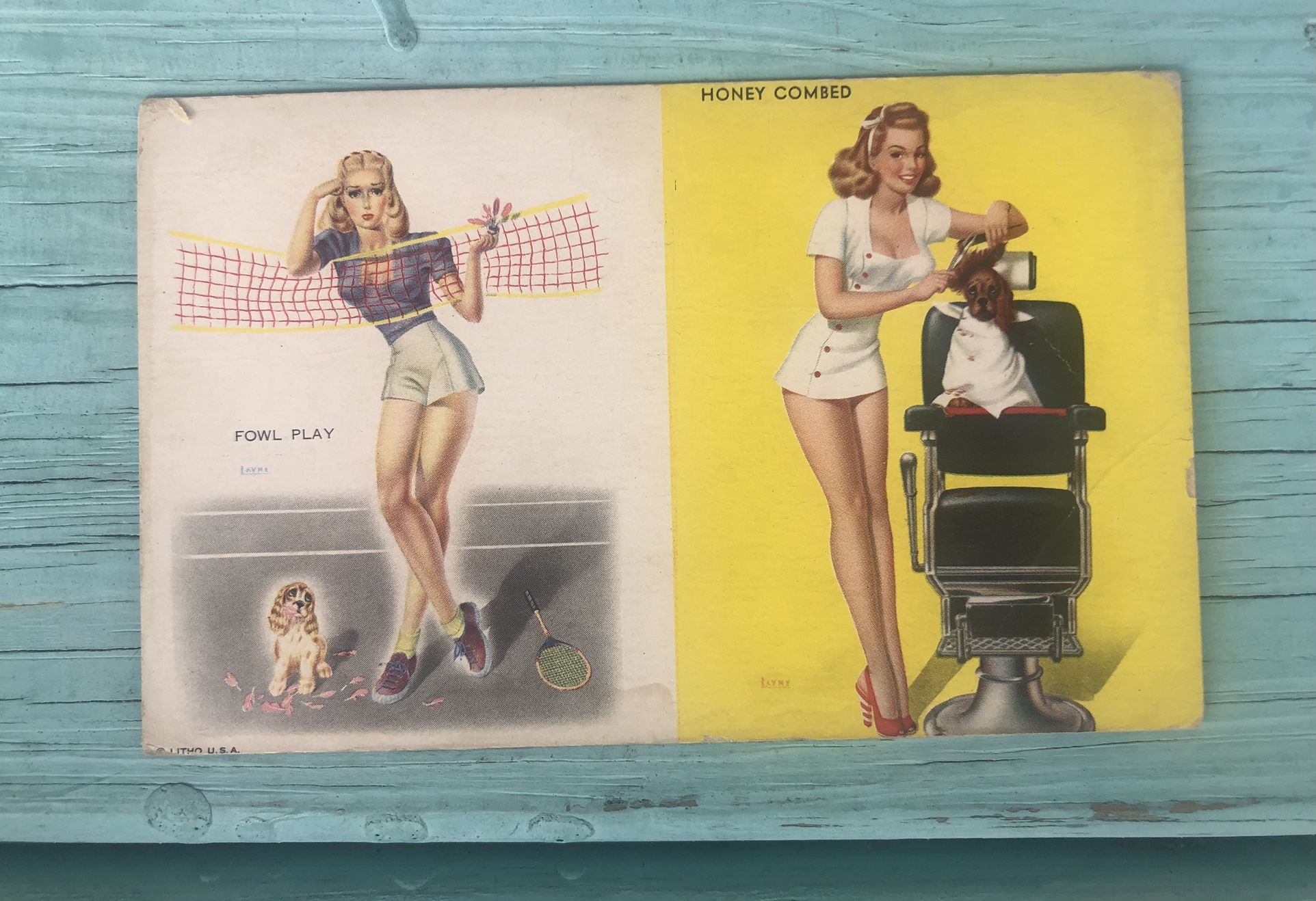 Rare Vintage/Antique Risqué Pin Up Girl 1940s Card/Postcard GC 3.5 x 5.5