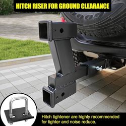 KAIRAY Trailer Dual Hitch Extender Adapter with 2-inch & 10-inch Riser/Drop, fit for 2" Receiver, 2-inch Solid Shank, 10000lbs Towing Capacity