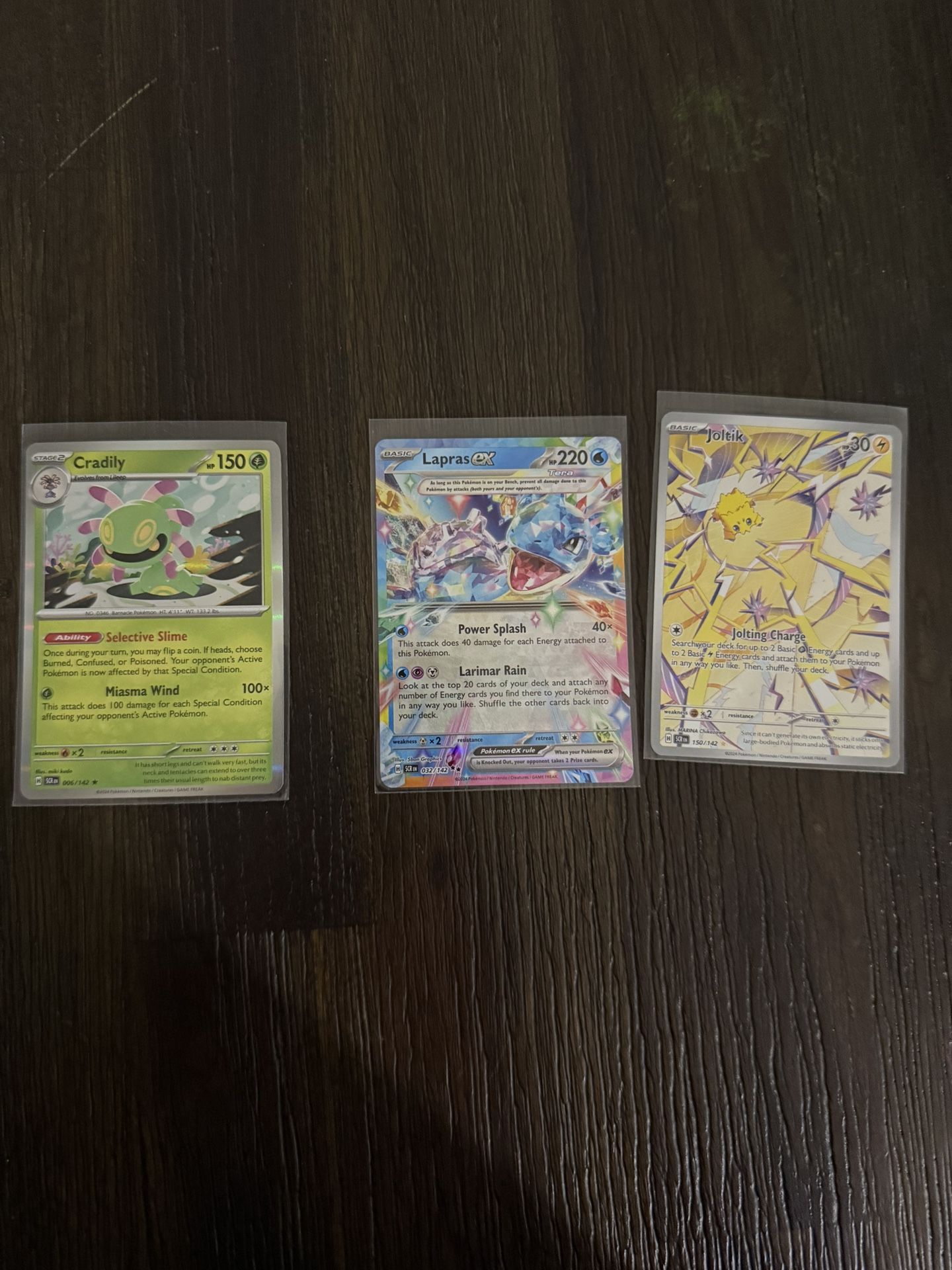 Joltik SCR Stellar Crown #150/142 Illustration + Pokémon Tcg Lapras Ex 032/142 Scar let & Violet Stellar Crown Double + Pokemon Cradily 006/142