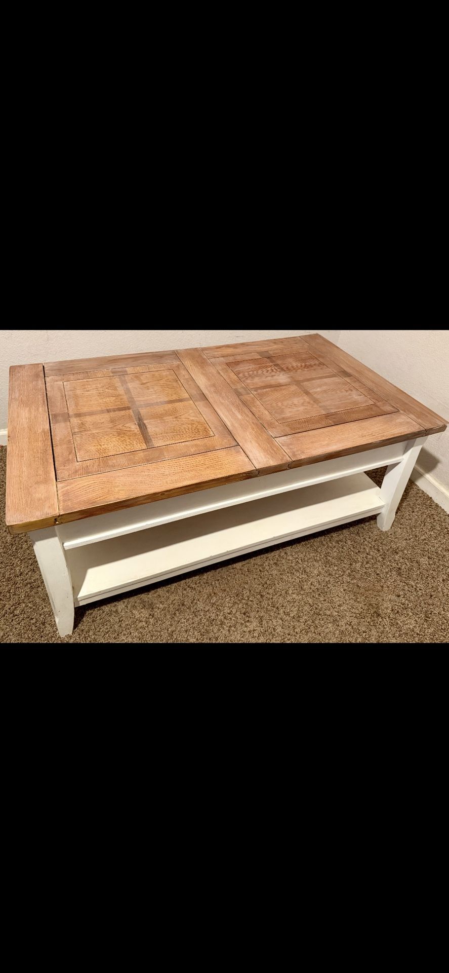 Farmhouse Coffee and End Table Set - Solid Wood Up for sale is a farmhouse style coffee table and matching end table.