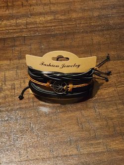 3 Pack Leather Bracelets 