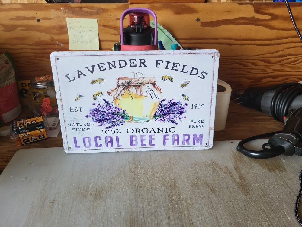 Cute Lavender Fields Reproduction Metal Sign 8"x14 "