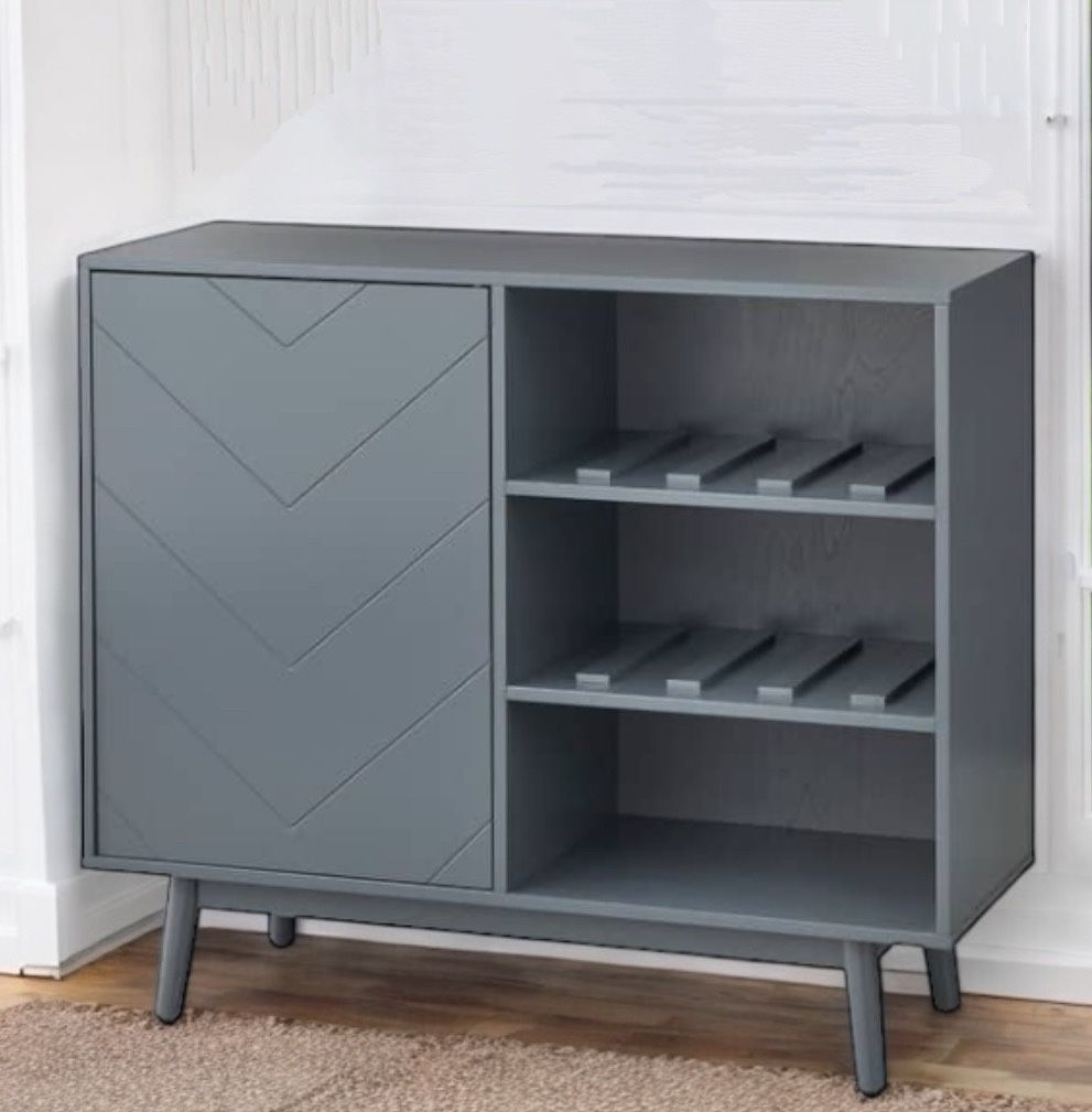 Grey Mid Century Modern Wine Storage Buffet Server - Brand New!