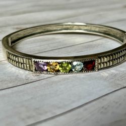 Sterling Silver Natural Citrine Topaz Garnet Bracelet 