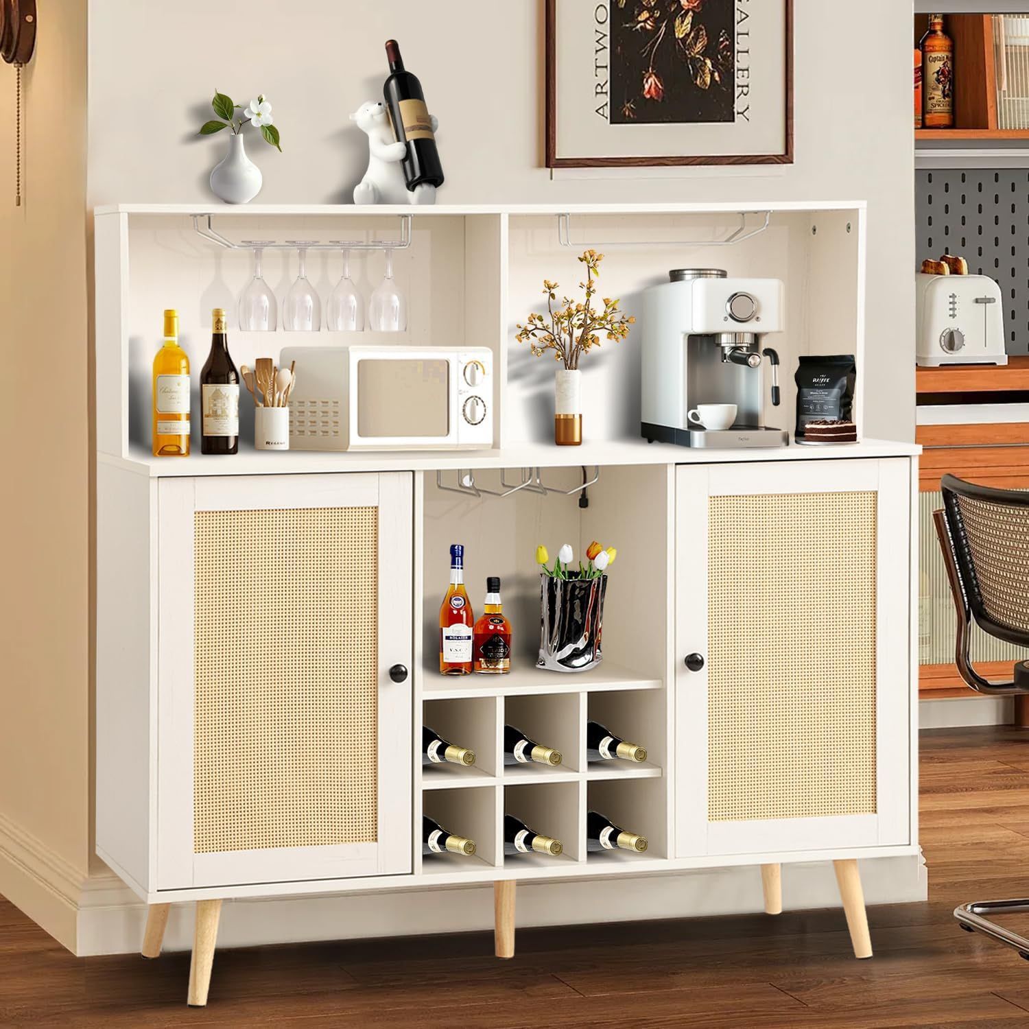 Modern Coffee Bar / Buffet Cabinet with Wine Storage (Brand New)