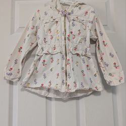 Little Lass Cream Jacket with Pink Script Accent Girls Size 5T